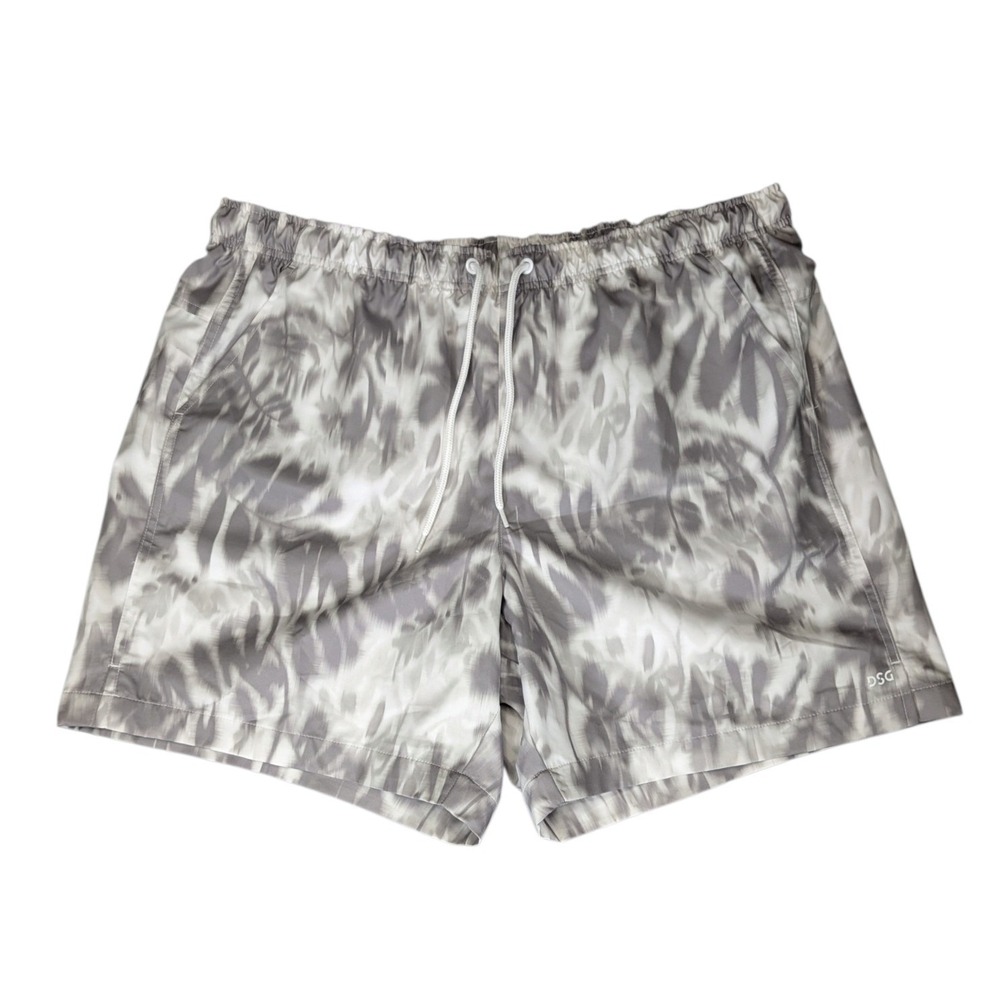 DSG Mens Rec Short XL Palm Life Pure White Tie Dye 6 Inch Inseam NWT